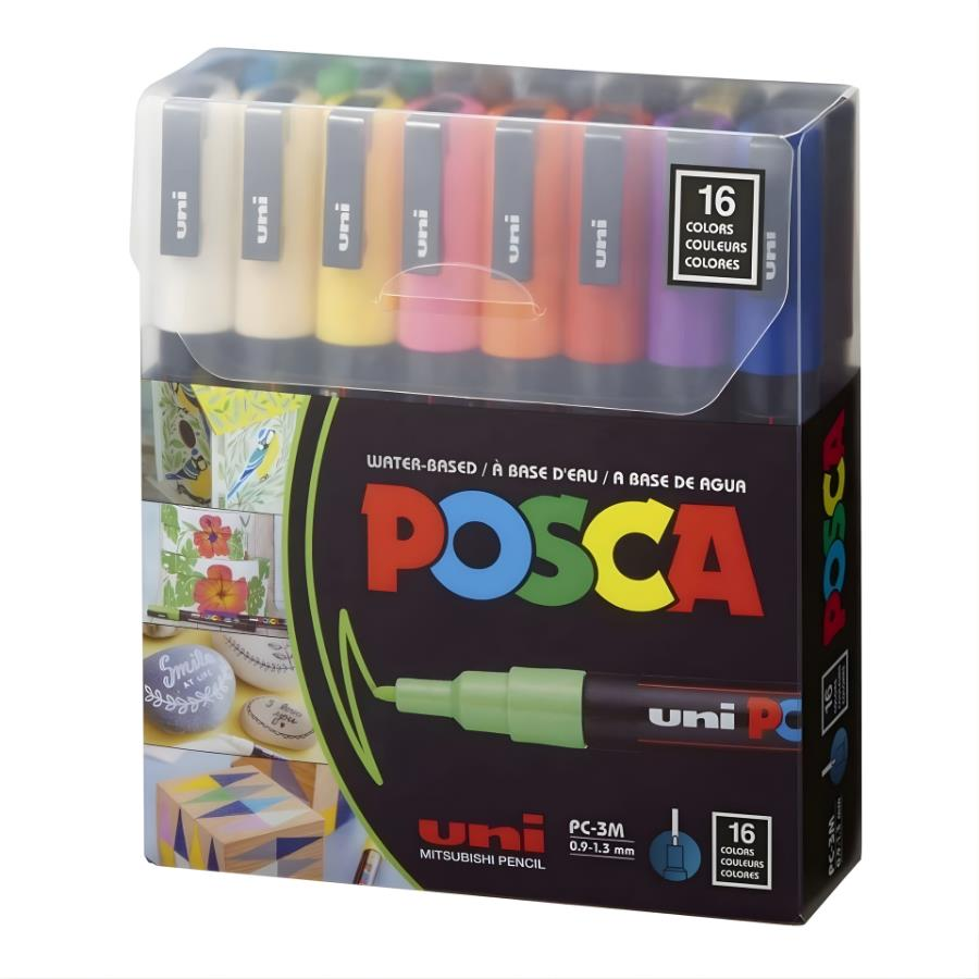 Uni POSCA 0.9-1.3 SuBazlıPosterMarkörü 16lı