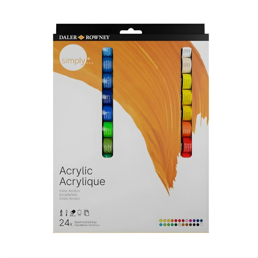 Daler Rowney Simply Akrilik Boya Seti 24 Renk x 12 ml