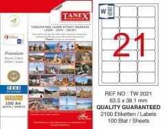 63.5X38.1 Laser Etiket Tw.2021