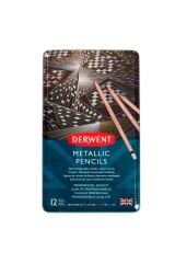 Derwent Kuru Boya Kalem Seti Metalik Renkler 12li Metal Kutu
